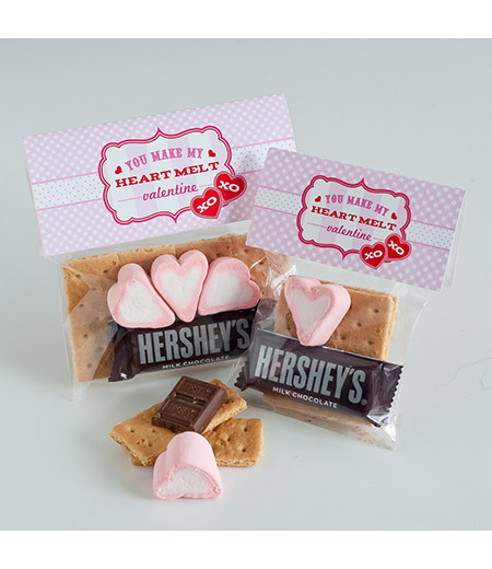 Sweet Valentines Day Printable Folding S'mores Bag Topper - Instant Download